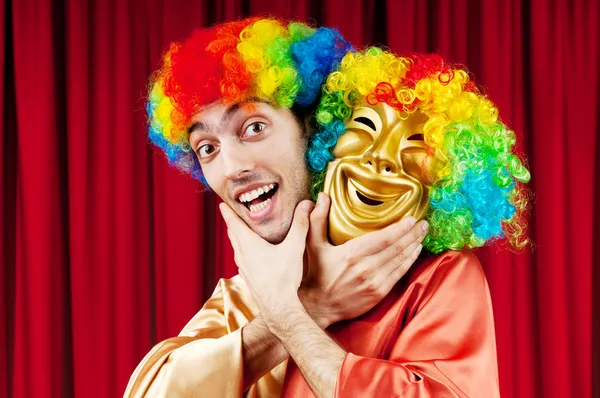 stock image Actor with maks in a funny theater concept