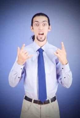 Businessman in studio shooting