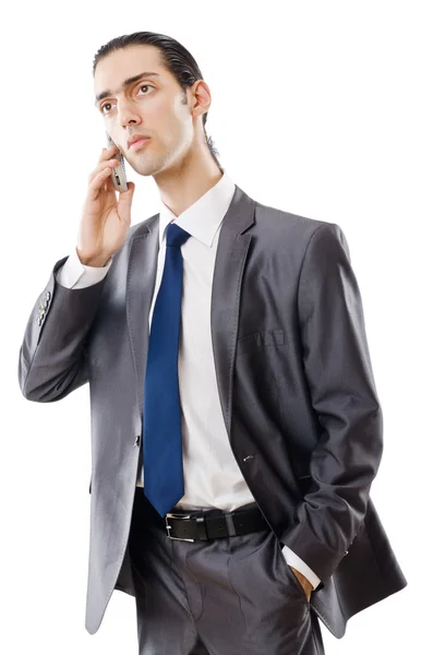 Fiatal üzletember beszél telefonon — Stock Fotó