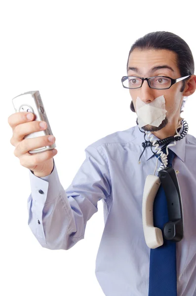 Censuur concept met strakke lipped zakenman — Stockfoto