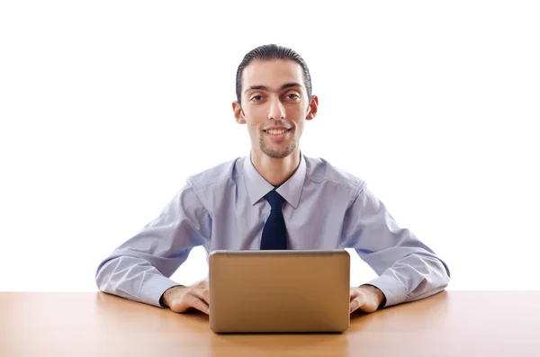 Üzletember dolgozik a laptopon — Stock Fotó