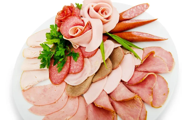 Sélection de viande dans l'assiette — Photo