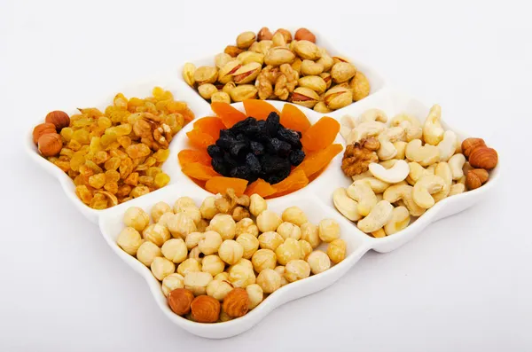 Nut selection served in the plate — Stock Photo, Image