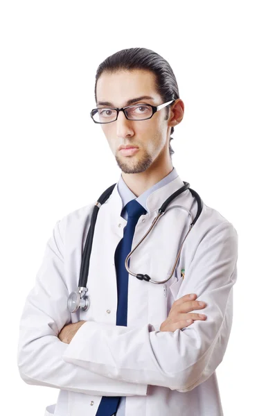 Lekarz z odizolowanym stetoskopem — Zdjęcie stockowe