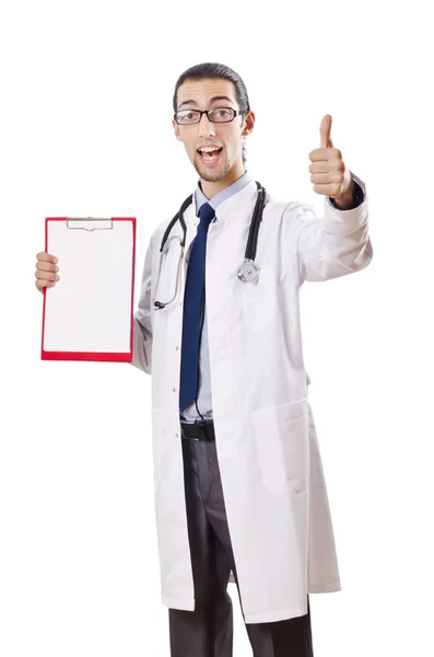 医師とともに空白のバインダーオンホワイト — ストック写真