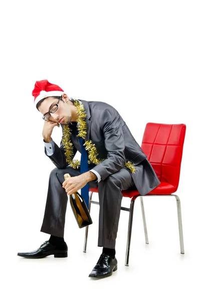 Ubriaco ufficio lavoratore dopo festa di Natale — Foto Stock