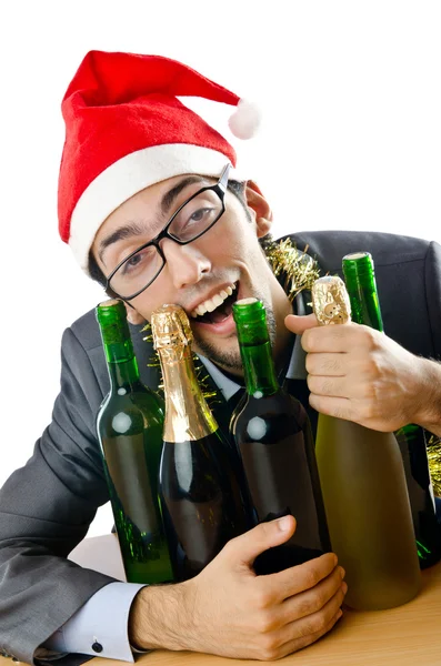 Pijany pracownik biurowy po przyjęciu świątecznym — Zdjęcie stockowe