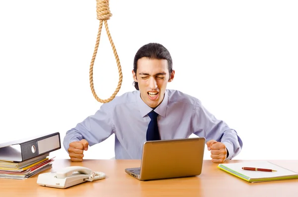 Uomo d'affari con pensieri suicidi — Foto Stock