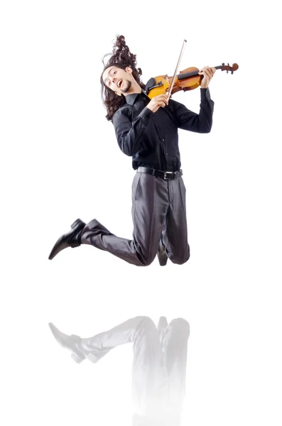 小提琴手上白色隔离 — 图库照片