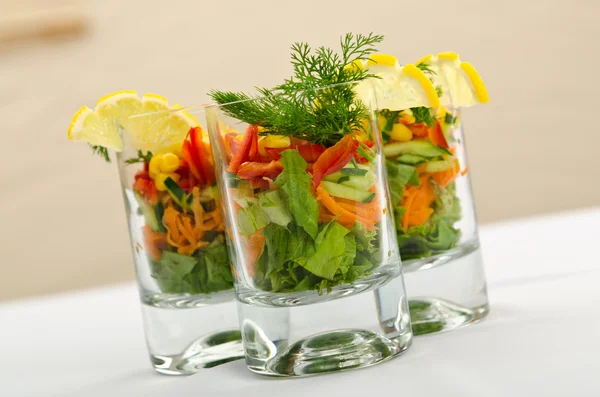 stock image Tasty salad served in glasses