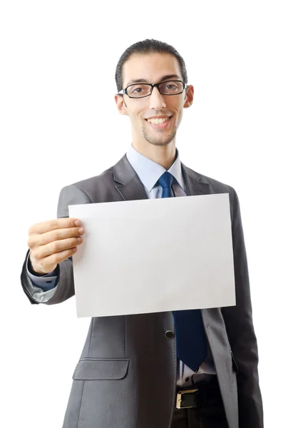Businessman holding blank message Stock Image
