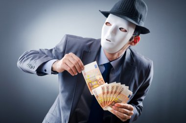 Businessman with money and mask clipart
