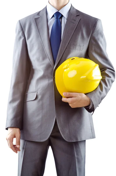 stock image Man with hard hat on white