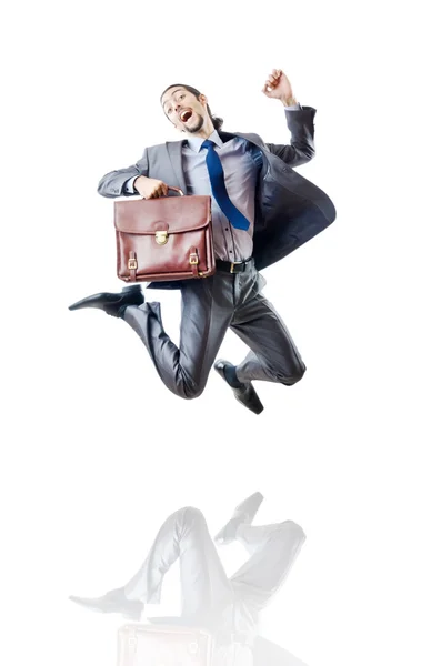 Affärsman hoppa på vit — Stockfoto