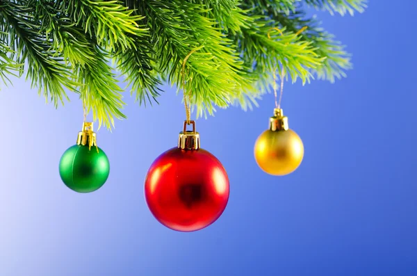 Baubles on christmas tree in celebration concept — Stock Photo, Image