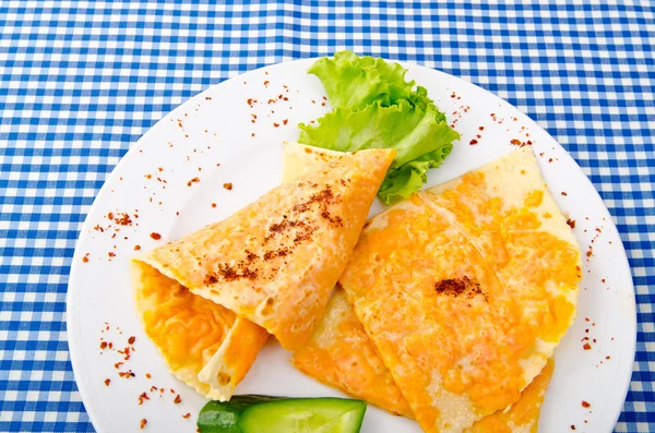 Pancake with pumpkin in plate — Stock Photo, Image