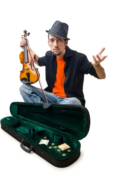 Скрипаль гравець ізольований на білому — стокове фото