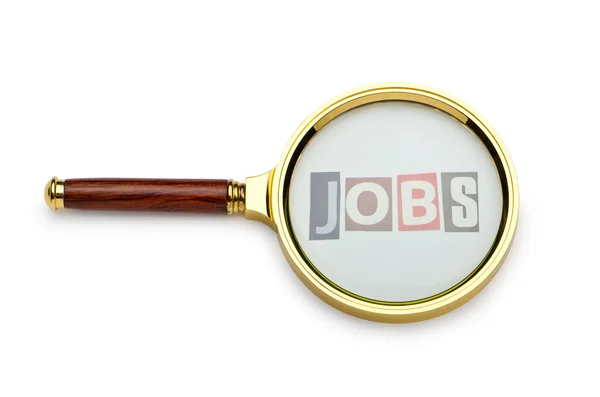 Concetto di disoccupazione con lente d'ingrandimento — Foto Stock