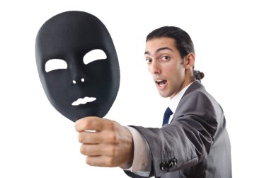 Industrial espionage concept with masked businessman clipart