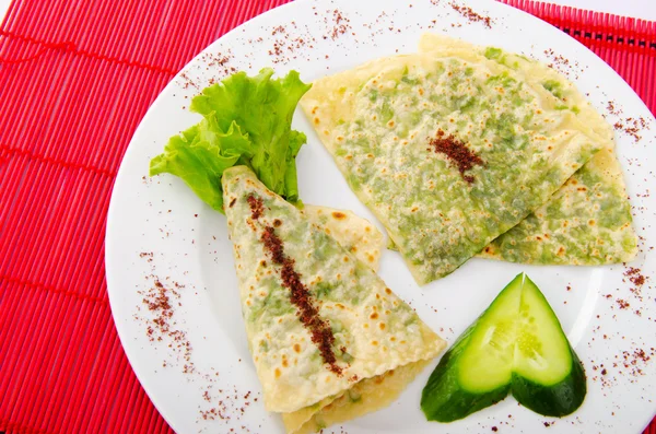 Pancakes stuffed with various herbs — Stock Photo, Image