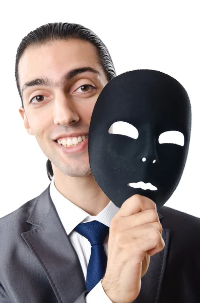 Conceito de espionagem industrial com empresário mascarado — Fotografia de Stock