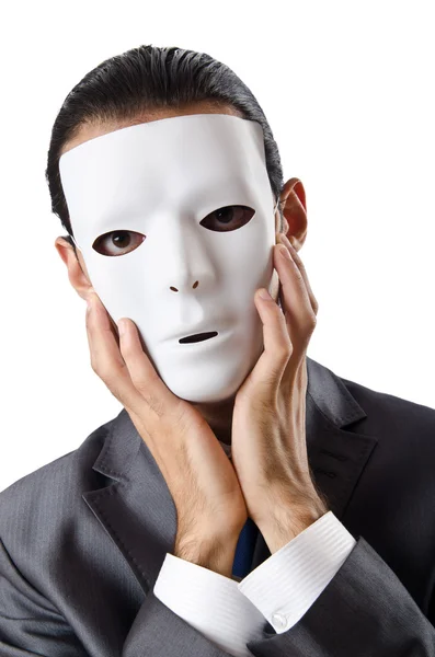 Průmyslový špionážní koncept s maskovaným podnikatelem — Stock fotografie