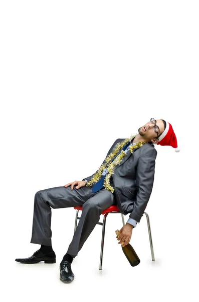Drunk office worker after christmas party — Stock Photo, Image