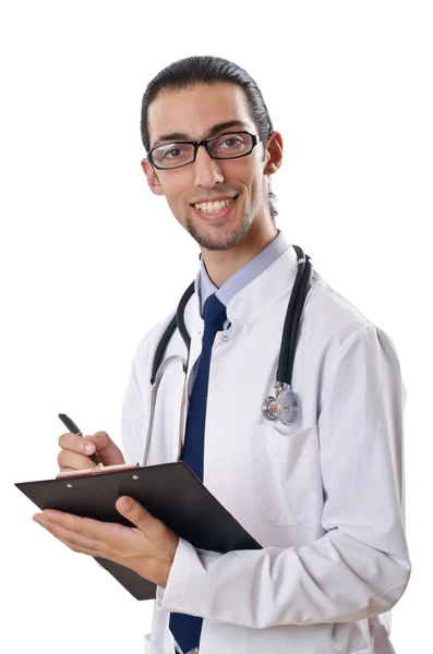 Lekarz z odizolowanym stetoskopem — Zdjęcie stockowe