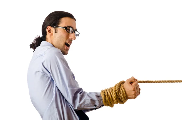 Jungunternehmer mit Seil gefesselt — Stockfoto