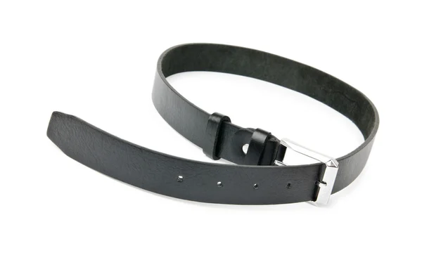 Cinturão preto isolado no branco — Fotografia de Stock