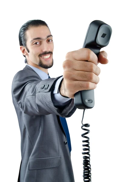 Concepto de comunicación con teléfono en blanco —  Fotos de Stock