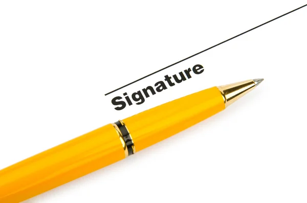 पेन और हस्ताक्षर सफेद पर अलग — स्टॉक फ़ोटो, इमेज