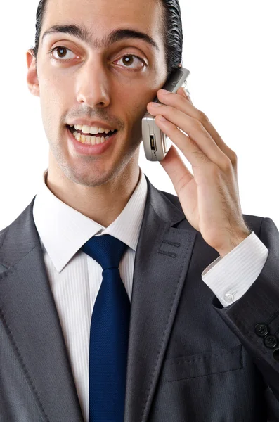 Ung affärsman pratar i telefon — Stockfoto