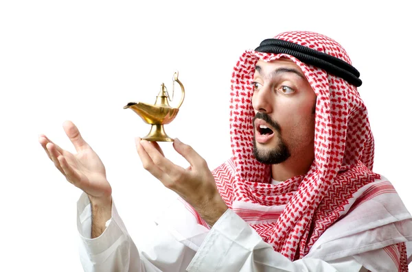 Árabe joven con lámpara — Foto de Stock