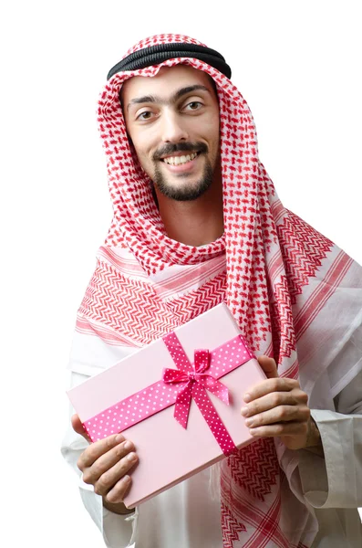 Young arab with giftbox — Stock Photo, Image