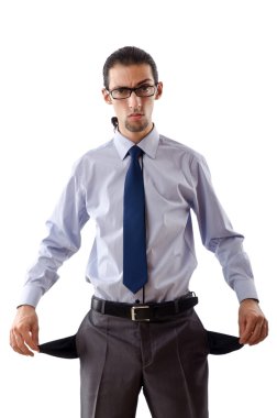 Businessman with empty pockets clipart