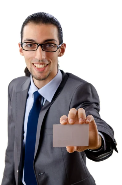 Businessman holding blank message — Stock Photo, Image