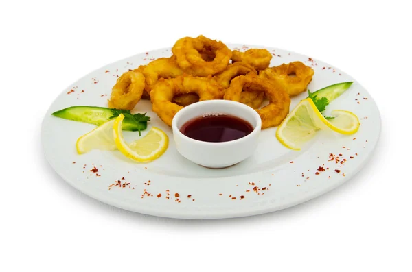 Calamari rings in the plate — Stock Photo, Image