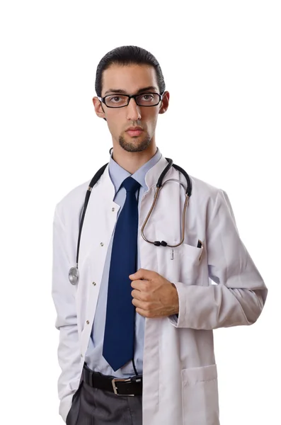 Mannelijke arts met stethoscoop geïsoleerd — Stockfoto