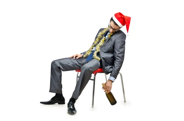 Пьяный офисный работник после рождественской вечеринки — стоковое фото