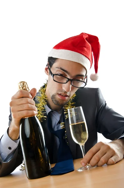 사무실 크리스마스 파티 후 술 취한 실업가 — 스톡 사진