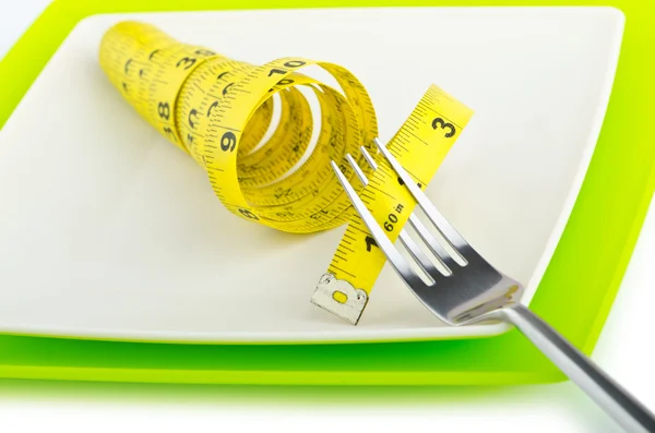 Concetto di dieta con forchetta e contatore — Foto Stock