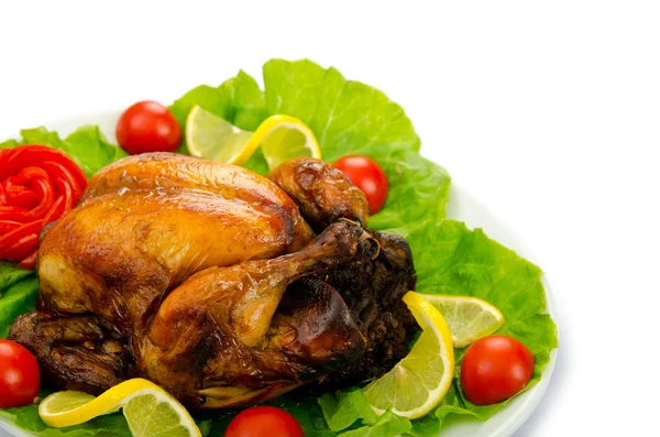 Turecko pečené a podávané na talíři — Stock fotografie