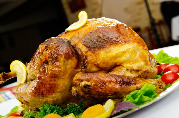Turkey roasted and served in the plate — Stock Photo, Image