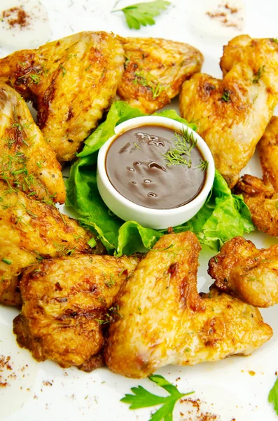 Chicken wings barbeque in the plate — Stock Photo, Image