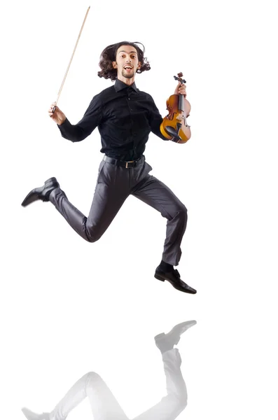 바이올린 플레이어 흰색 절연 — 스톡 사진
