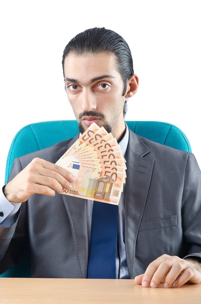 Homme avec billets en euros — Photo