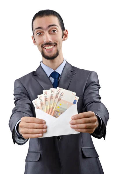 Homem com notas de euro — Fotografia de Stock
