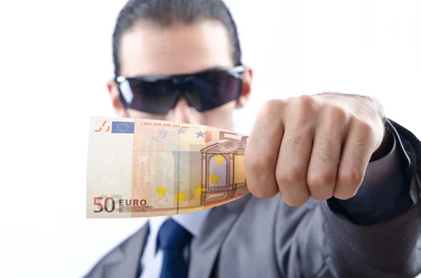 Mens met eurobankbiljetten — Stockfoto