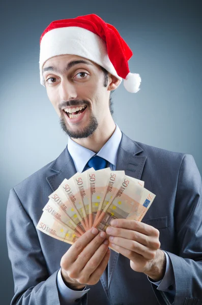 Santa com notas de euro — Fotografia de Stock